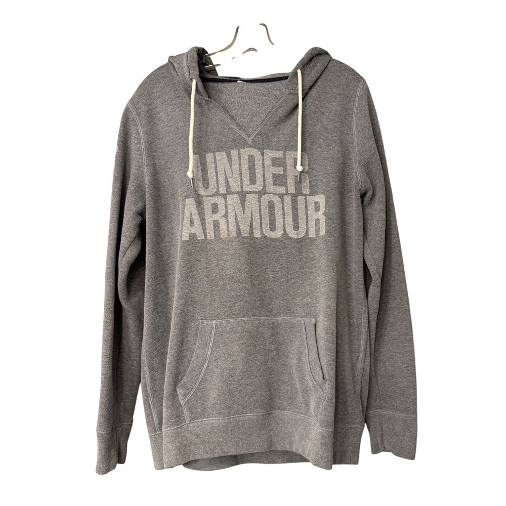Under Armour Womens Gray Heathered Fleece Pullover Hoodie Sweatshirt Medium
